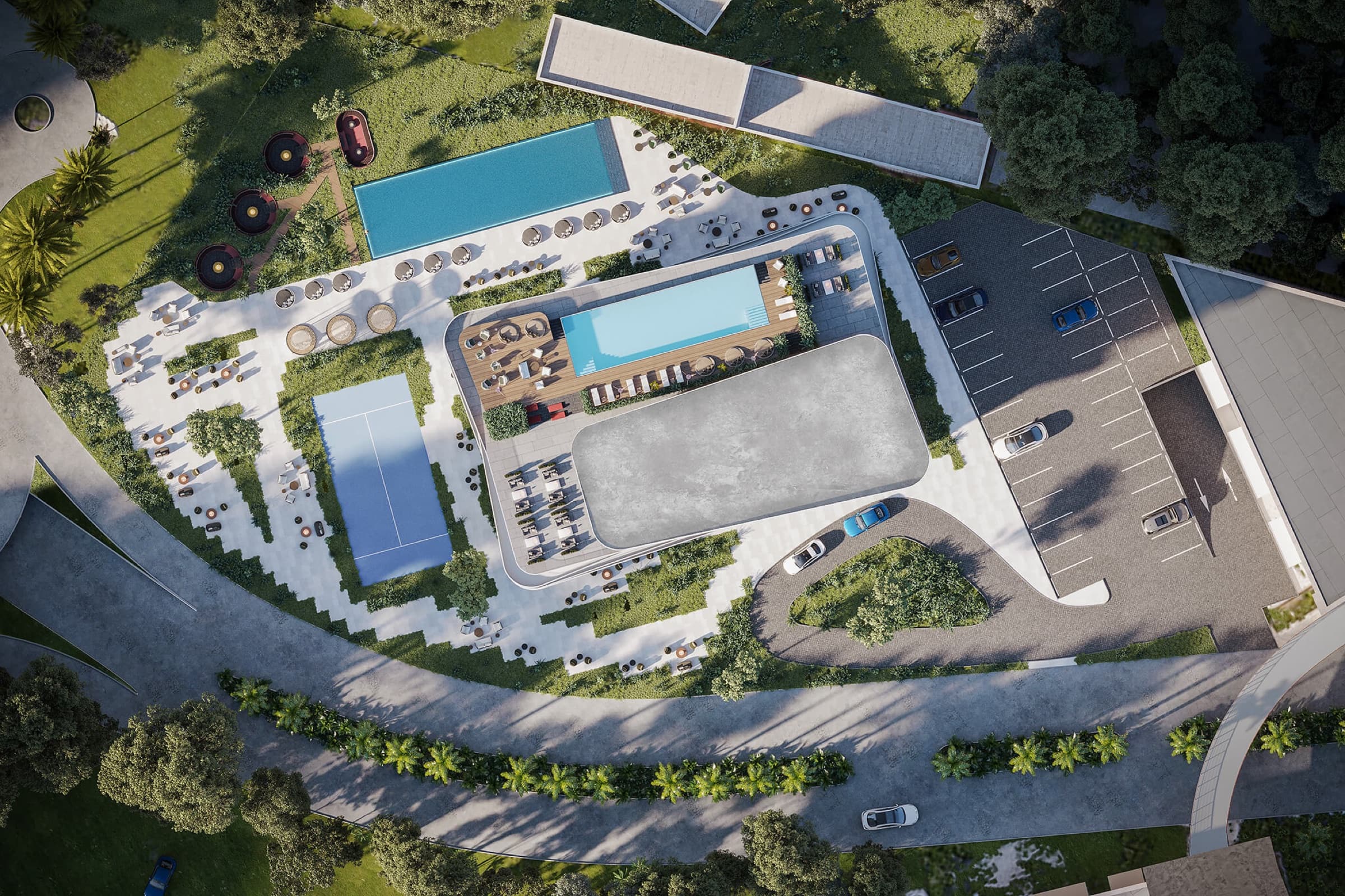 Ground pool & lounge