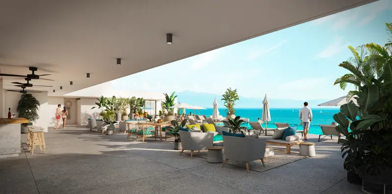 Brisamare — the covered rooftop terrace opening onto Banderas Bay